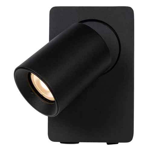 Lucide NIGEL - Bedside lamp / Wall light - LED Dim to warm - CCT - GU10 (MR16) - 1x5W 2200K/3000K - With USB charging point - Black - detail 2